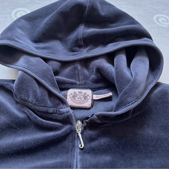 Vintage Juice Couture Y2k navy purple velvet tracksuit long sleeve zip up hoodie - Picture 4 of 4